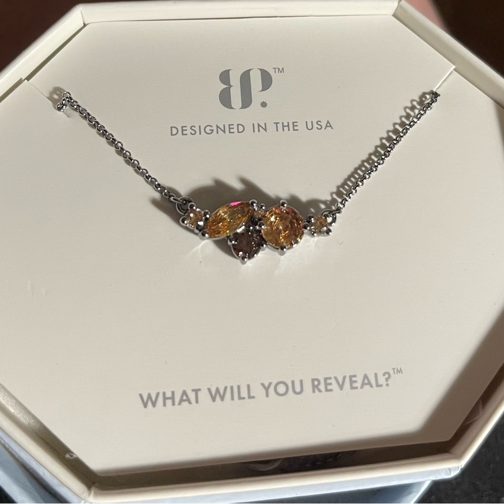 BP Silver and Gold Necklace with Faceted Stones